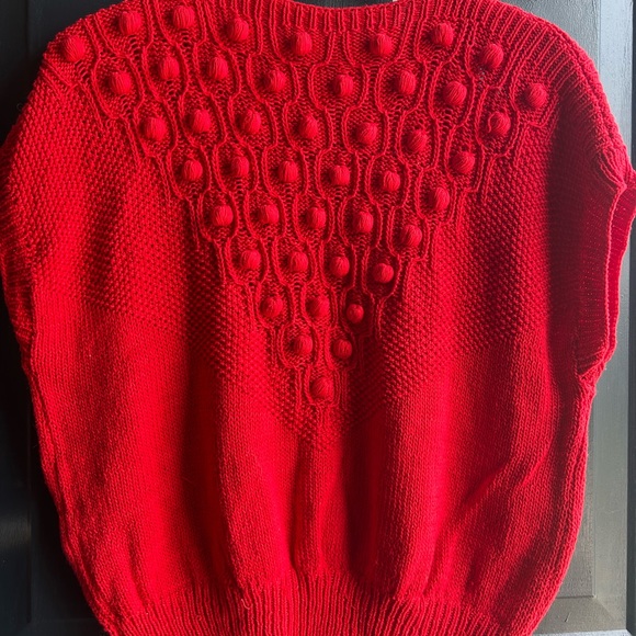 Vintage Red Crochet 🧶 Blouse Size M - Picture 6 of 7